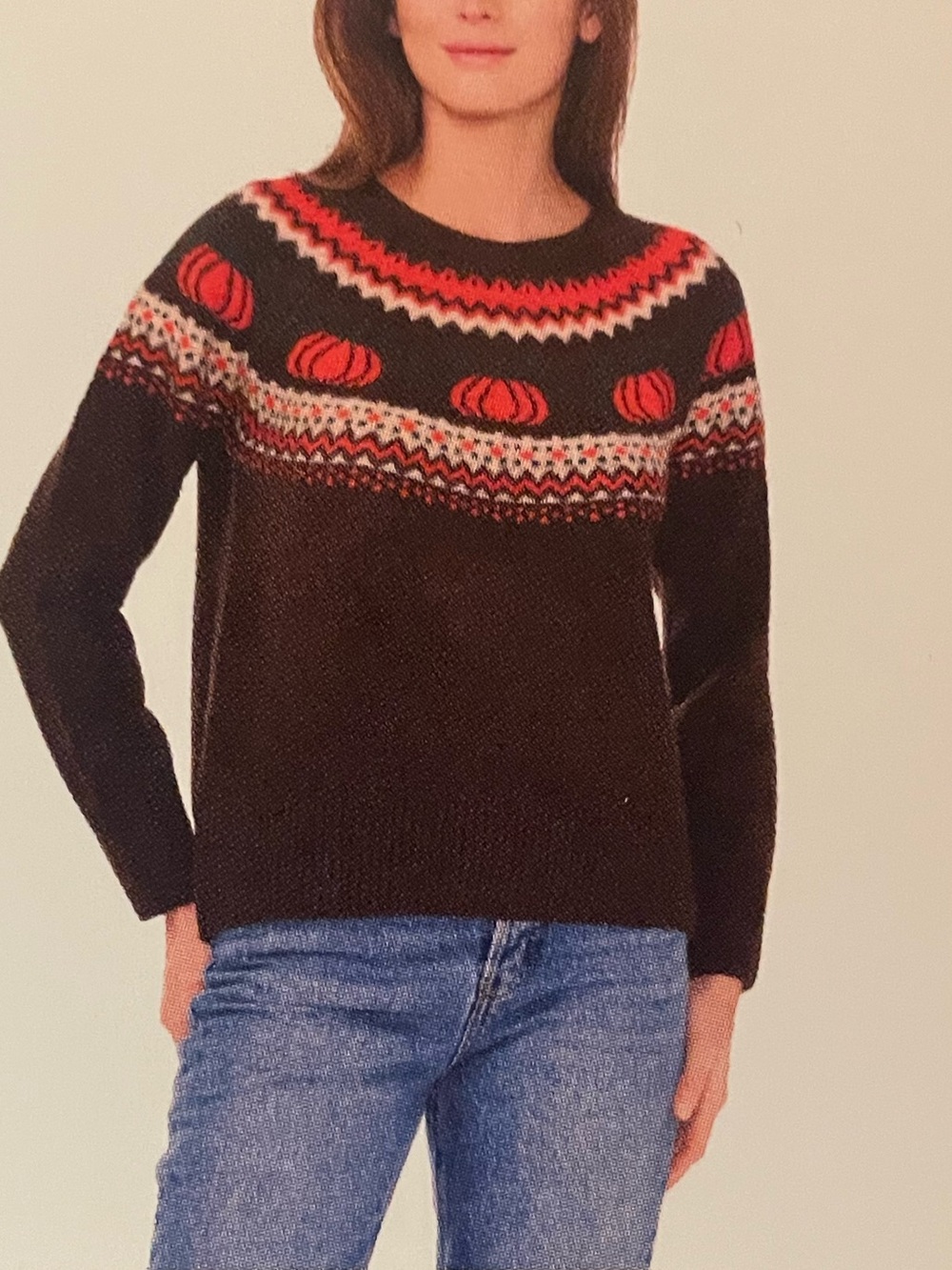 Vince Camuto NWT Pumpkin Fair Isle Fall Sweater Chocolate Brown Orange Size XL